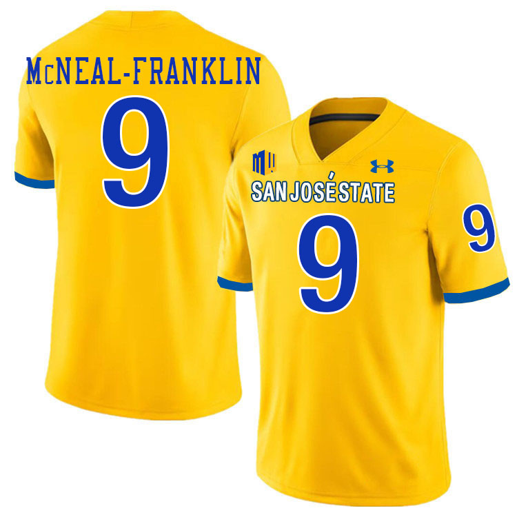 #9 Noah McNeal-Franklin SJSU Jersey,San Jose State Spartans Football Jersey College Uniforms-Gold